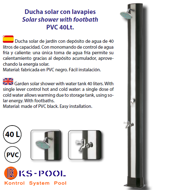 ducha solar de 40 litros piscinas agua caliente fria