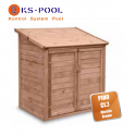 Caseta contenedor depuración de superficie en madera para piscinas