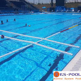 Línea transversal de 11 metros color blanco waterpolo para piscinas de competicion