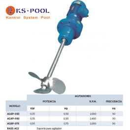 Electro agitador con eje y helice en acero inoxidable