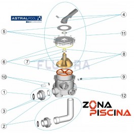 Recambios válvula selectora Tornillos 2" Astralpool