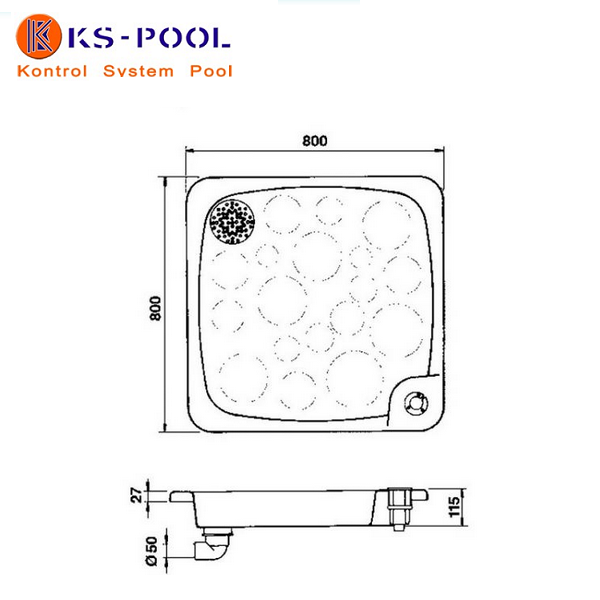 Plato ducha cuadrado para piscina de 80x80 cm - Comercial Llinás