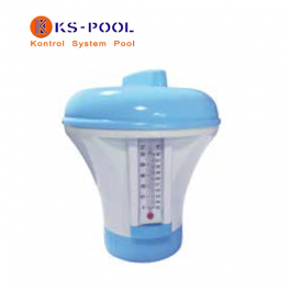 Dosificador flotante c/ termómetro para pastillas de cloro piscinas