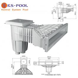 Skimmer boca estrecha y alargada para piscinas de hormigón